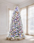 7.5' Winterpine Pre-Lit Frosted Pine Artificial Christmas Tree with 550 Warm White & Color LED Lights
