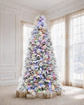 9' Winterpine Pre-Lit  Frosted Pine Artificial Christmas Tree with 700 Warm White & Color LED Lights