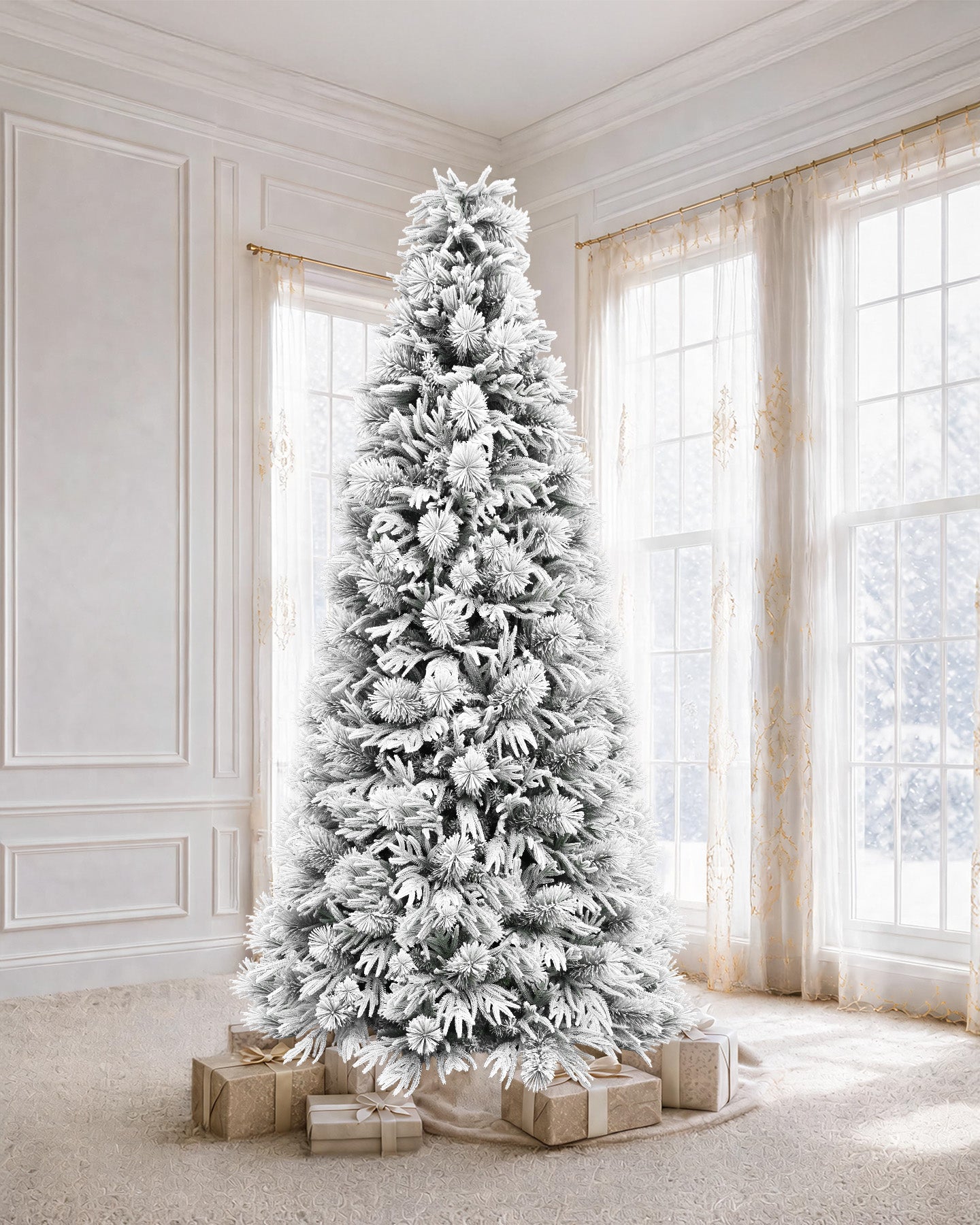 9' Winterpine Pre-Lit  Frosted Pine Artificial Christmas Tree with 700 Warm White & Color LED Lights