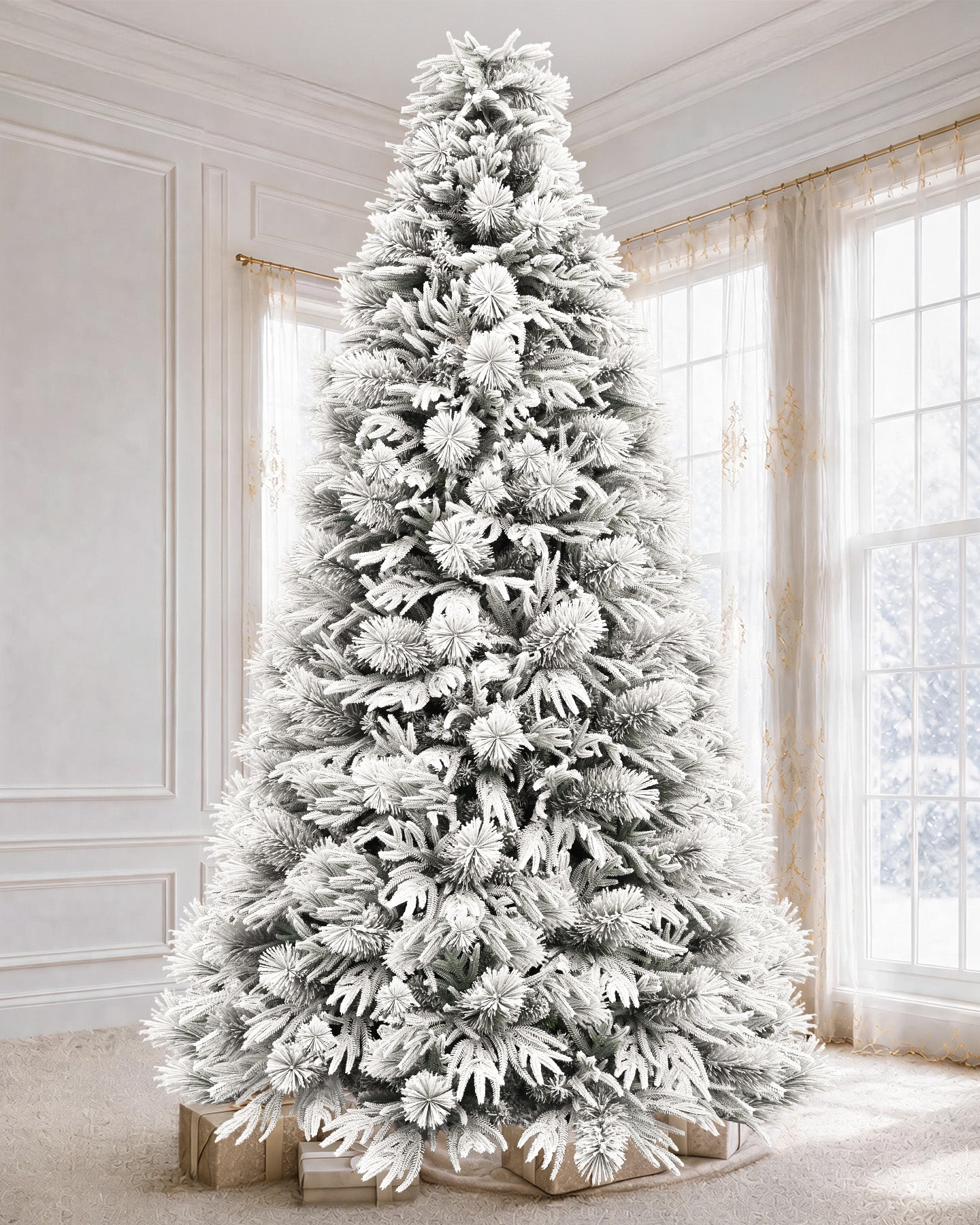 7.5' Winterpine Pre-Lit Frosted Pine Artificial Christmas Tree with 550 Warm White & Color LED Lights