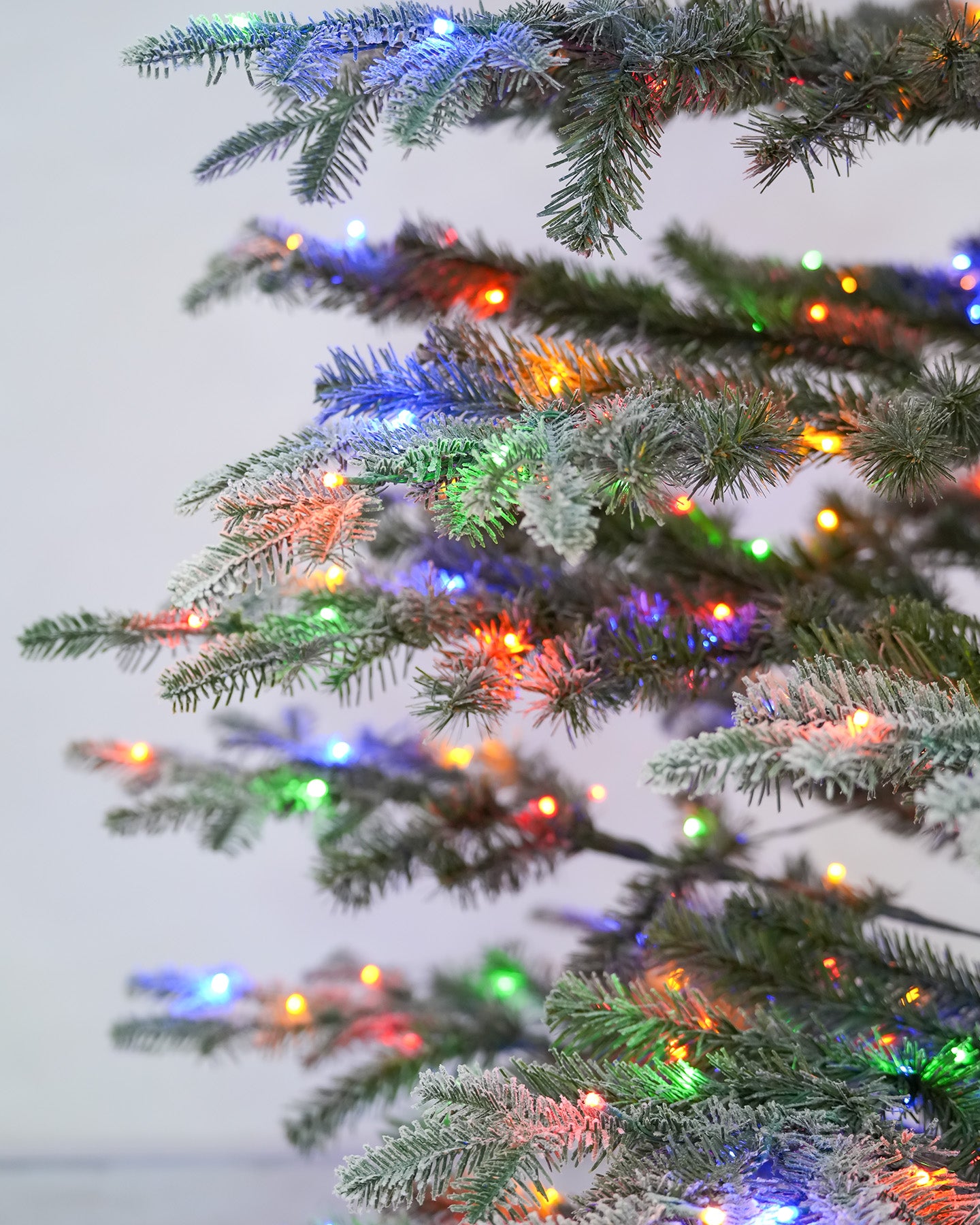 6.5' Keepsake Pre-Lit Layered Flocked Fir Artificial Christmas Tree with Warm White & Color LED Lights