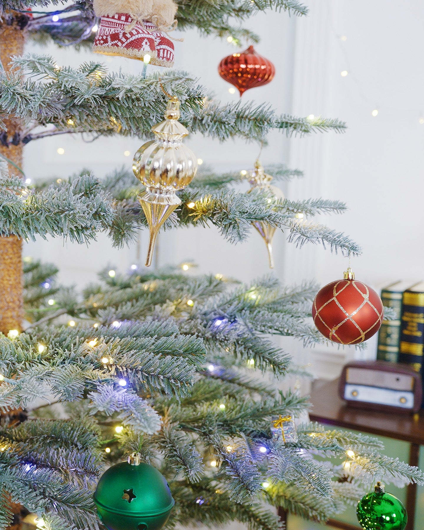 6.5' Keepsake Pre-Lit Layered Flocked Fir Artificial Christmas Tree with Warm White & Color LED Lights