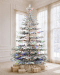7.5' Keepsake Pre-Lit Layered Flocked Fir Artificial Christmas Tree with Warm White & Color LED Lights