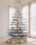 7.5' Keepsake Pre-Lit Layered Flocked Fir Artificial Christmas Tree with Warm White & Color LED Lights