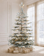 9' Keepsake Pre-Lit Layered Flocked Fir Artificial Christmas Tree with Warm White & Color LED Lights