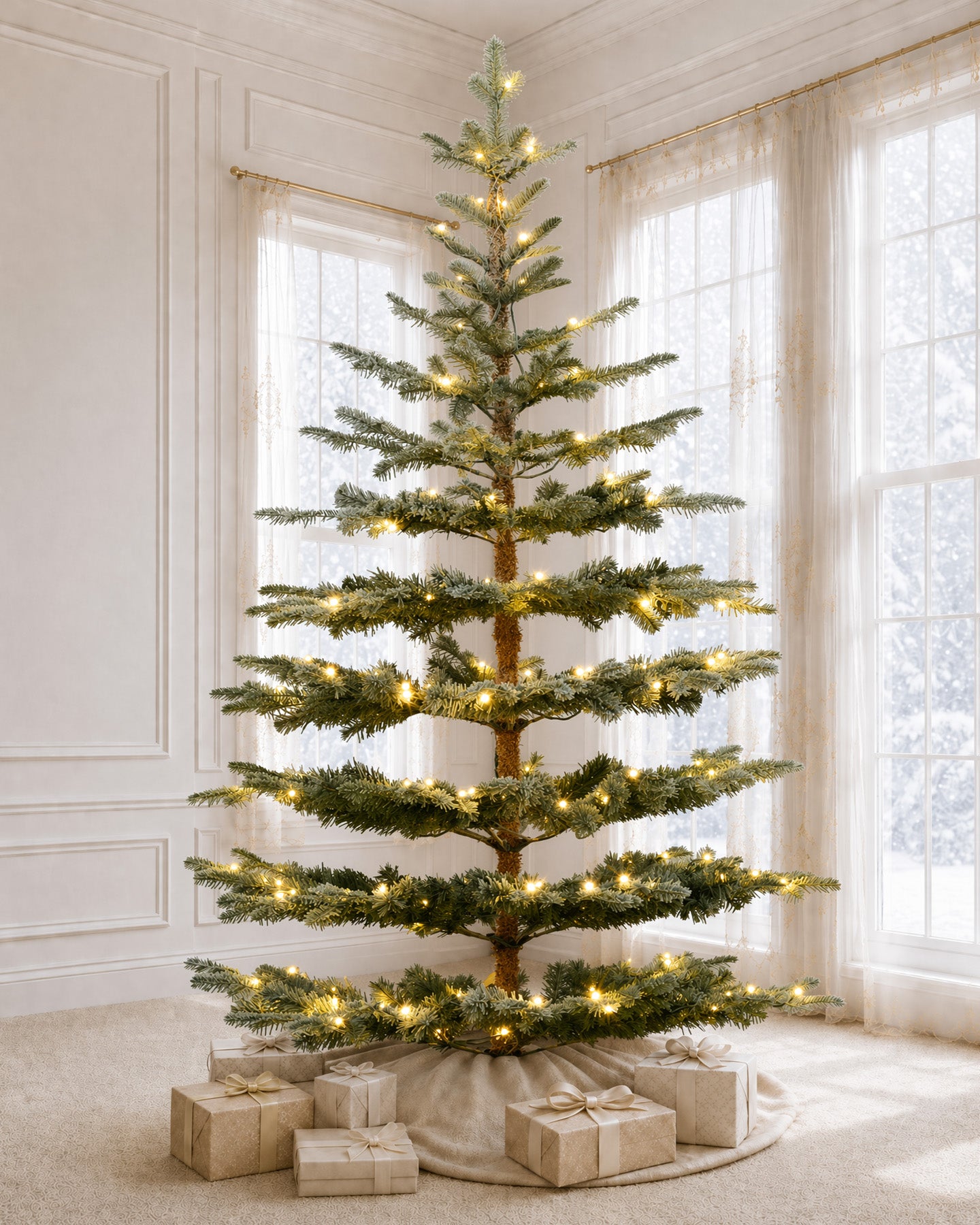 6.5' Keepsake Pre-Lit Layered Flocked Fir Artificial Christmas Tree with Warm White & Color LED Lights