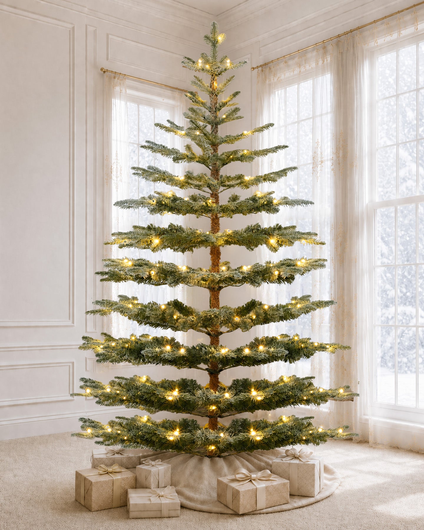 6' Keepsake Pre-Lit Layered Flocked Fir Artificial Christmas Tree with Warm White & Color LED Lights