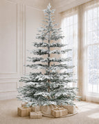 9' Keepsake Pre-Lit Layered Flocked Fir Artificial Christmas Tree with Warm White & Color LED Lights