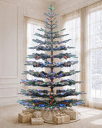 6' Keepsake Pre-Lit Layered Flocked Fir Artificial Christmas Tree with Warm White & Color LED Lights