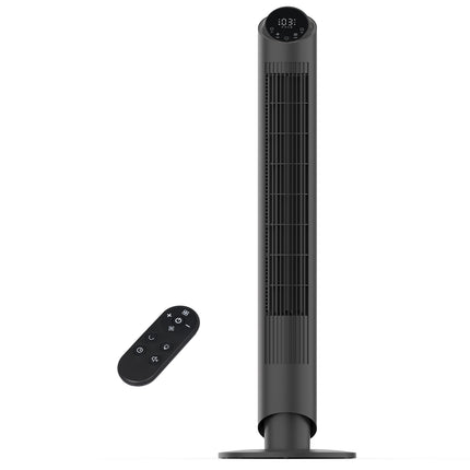 Sunspire 40'' Tower Fan for Bedroom, 90° Oscillating Standing Fan, 28dB Ultra Quiet, 26ft/s Velocity Bladeless Floor Fan with 3 Speeds & 4 Modes, 12H Timer for Living Room, Home, Office, Black