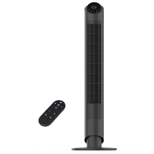 Sunspire 40'' Tower Fan for Bedroom, 90° Oscillating Standing Fan, 28dB Ultra Quiet, 26ft/s Velocity Bladeless Floor Fan with 3 Speeds & 4 Modes, 12H Timer for Living Room, Home, Office, Black