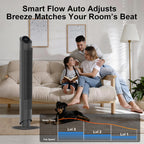 Sunspire 40'' Tower Fan for Bedroom, 90° Oscillating Standing Fan, 28dB Ultra Quiet, 26ft/s Velocity Bladeless Floor Fan with 3 Speeds & 4 Modes, 12H Timer for Living Room, Home, Office, Black