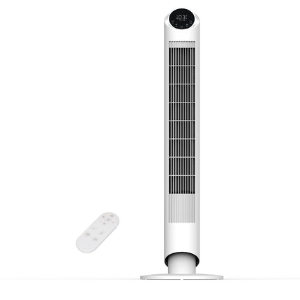Sunspire 40'' Tower Fan for Bedroom, 90° Oscillating Standing Fan, 28dB Ultra Quiet, 26ft/s Velocity Bladeless Floor Fan with 3 Speeds & 4 Modes, 12H Timer for Living Room, Home, Office, White