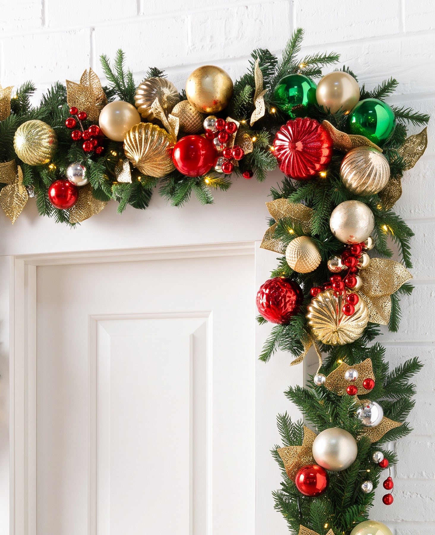 12 ft. Holiday Jewel Pre-Lit Artificial Christmas Garland with Red, Green & Gold Ornaments