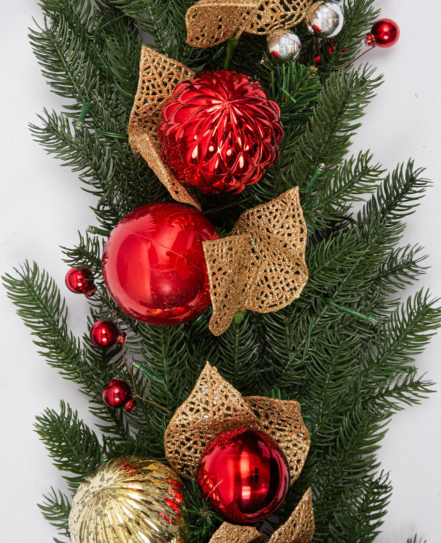 12 ft. Holiday Jewel Pre-Lit Artificial Christmas Garland with Red, Green & Gold Ornaments