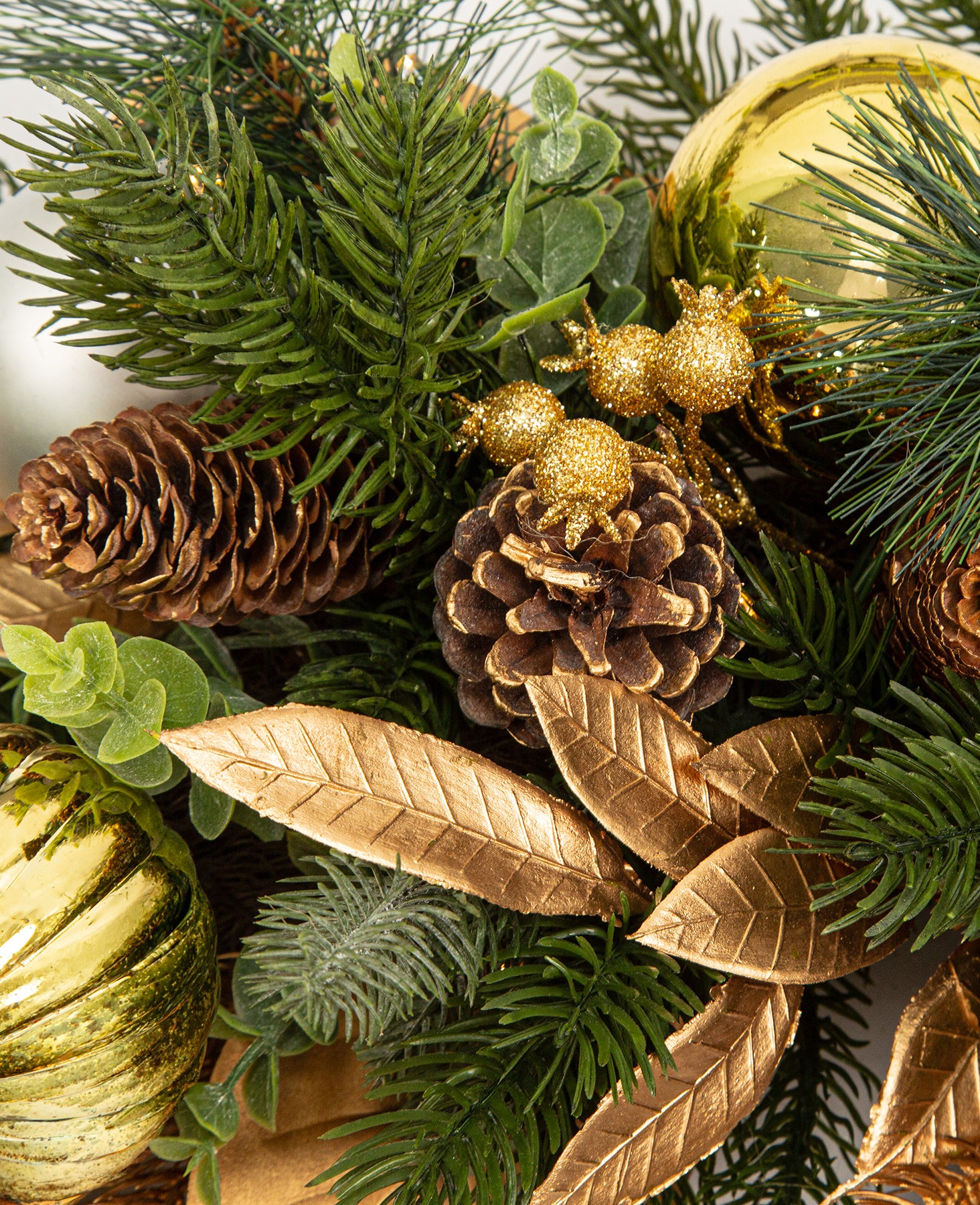 24 In Champagne Woodland Pre-Lit Artificial Christmas Wreath with Pinecones & Gilded Botanicals