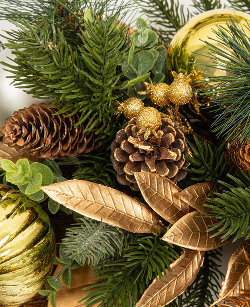 24 In Champagne Woodland Pre-Lit Artificial Christmas Wreath with Pinecones & Gilded Botanicals
