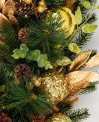 24 In Champagne Woodland Pre-Lit Artificial Christmas Wreath with Pinecones & Gilded Botanicals
