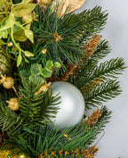 24 In Champagne Woodland Pre-Lit Artificial Christmas Wreath with Pinecones & Gilded Botanicals