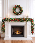 12 ft. Holiday Jewel Pre-Lit Artificial Christmas Garland with Red, Green & Gold Ornaments
