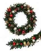 12 ft. Holiday Jewel Pre-Lit Artificial Christmas Garland with Red, Green & Gold Ornaments