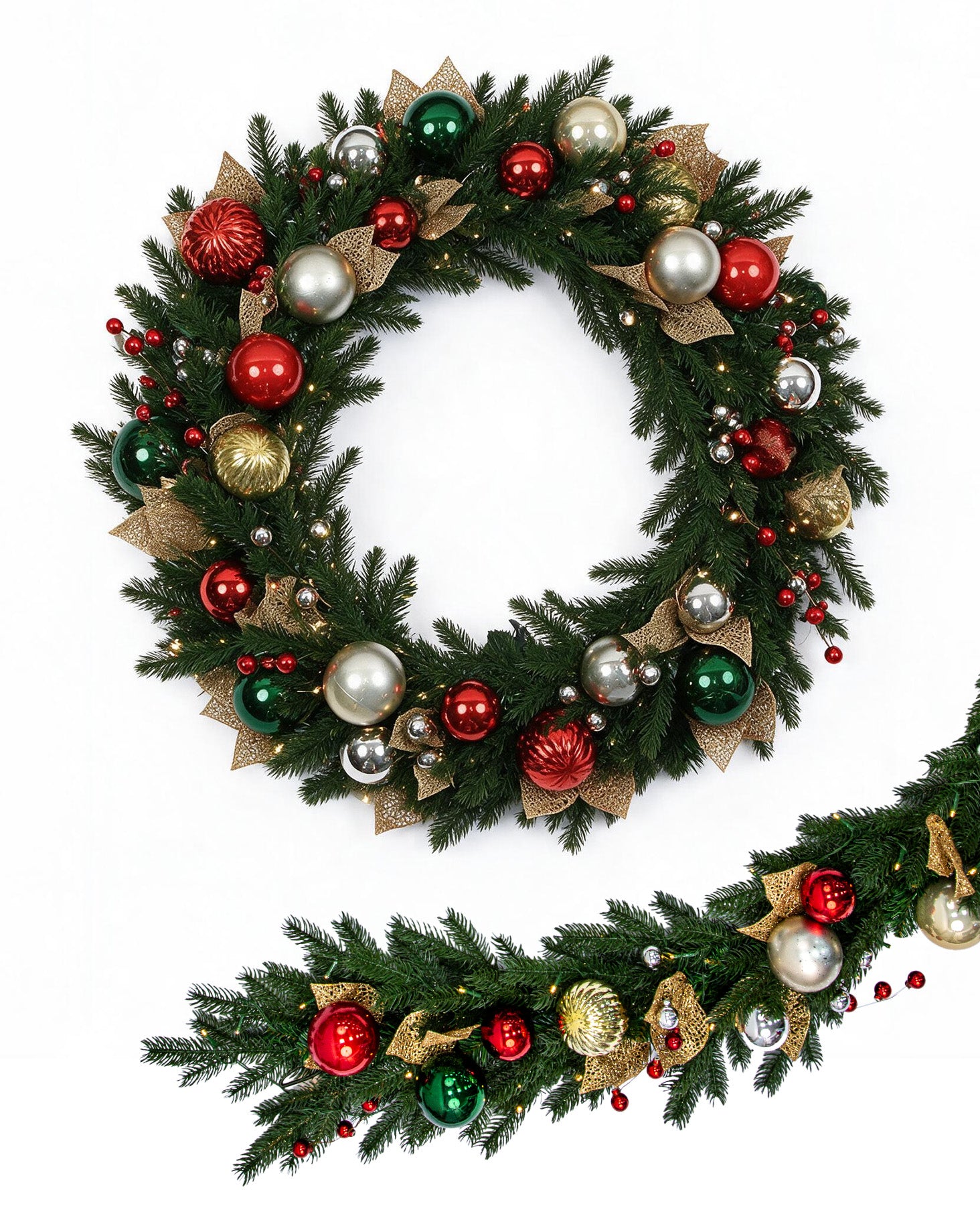 12 ft. Holiday Jewel Pre-Lit Artificial Christmas Garland with Red, Green & Gold Ornaments