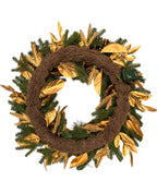 24 In Champagne Woodland Pre-Lit Artificial Christmas Wreath with Pinecones & Gilded Botanicals
