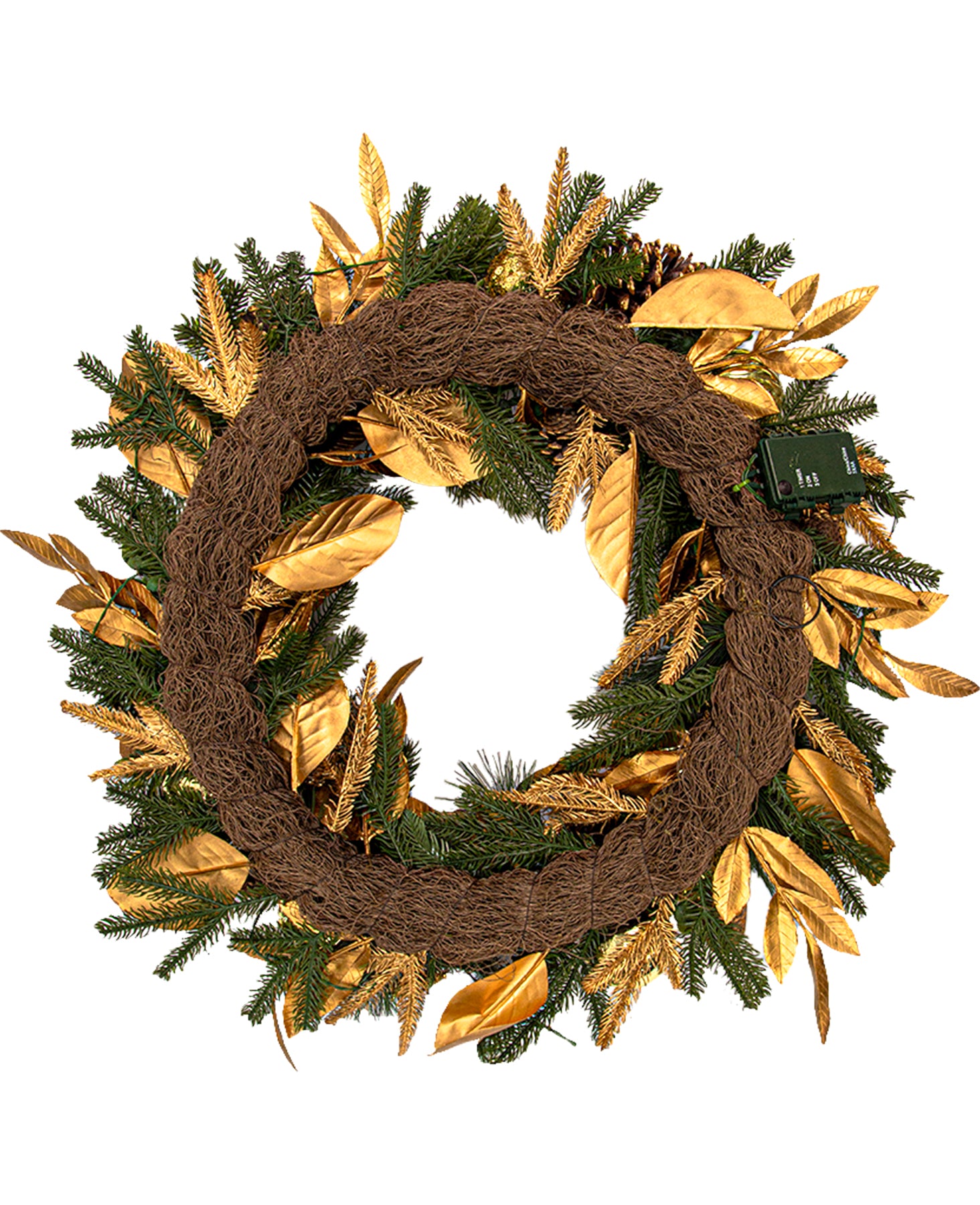 24 In Champagne Woodland Pre-Lit Artificial Christmas Wreath with Pinecones & Gilded Botanicals