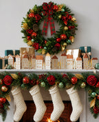 32 In Crimson Magnolia Pre-Lit Artificial Christmas Wreath with Red Magnolias, Pinecones & Plaid Bow