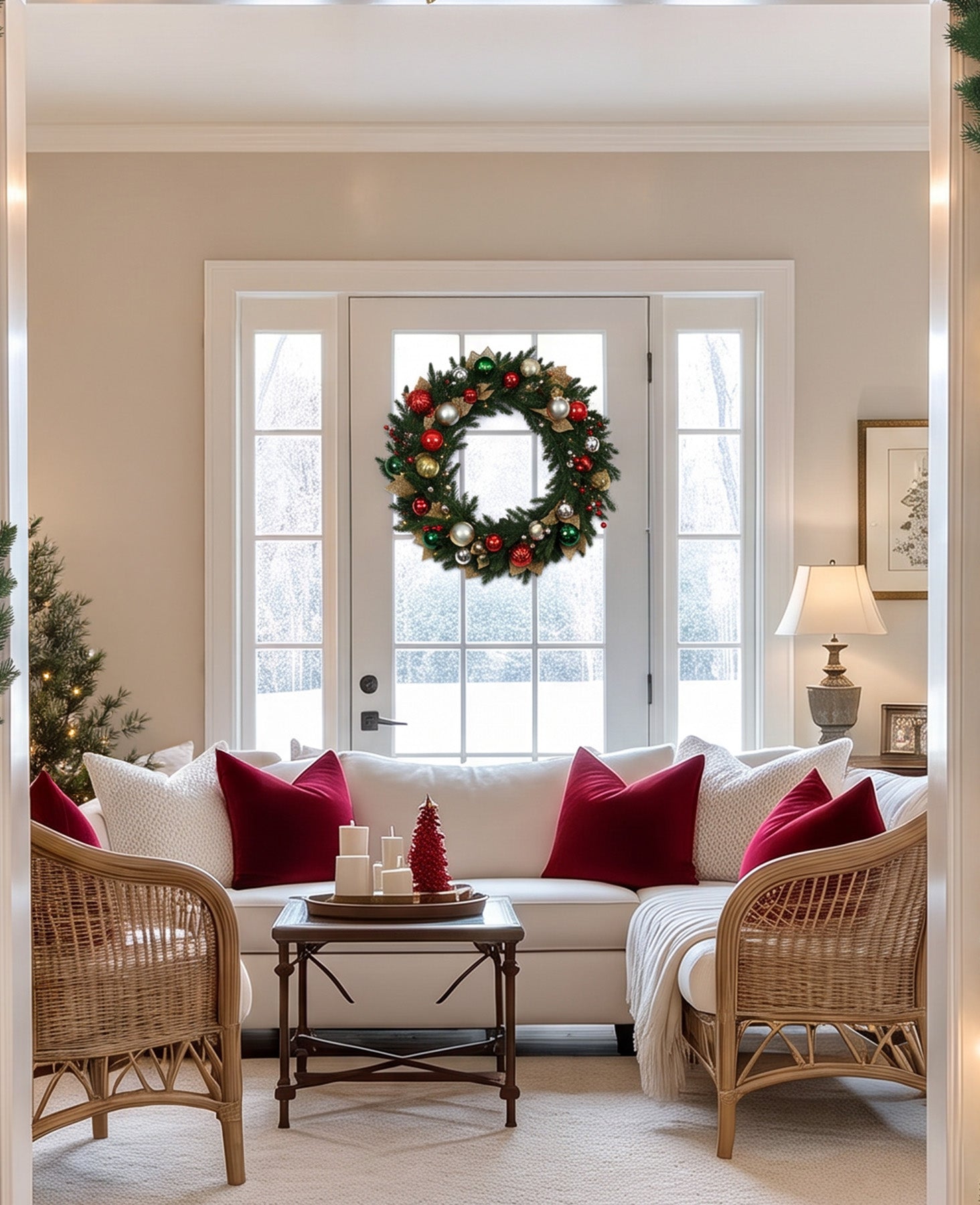 12 ft. Holiday Jewel Pre-Lit Artificial Christmas Garland with Red, Green & Gold Ornaments