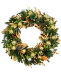 24 In Champagne Woodland Pre-Lit Artificial Christmas Wreath with Pinecones & Gilded Botanicals