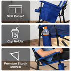 SUNSPIRE 2 Pack Rocking Camping Chair for Adult 400LBS Capacity, Heavy Duty Folding Rocking Chairs, Portable Outdoor Rocker with High Back & Hard Armrests for Camping, Beach, Patio, Backyard, Mesh Blue