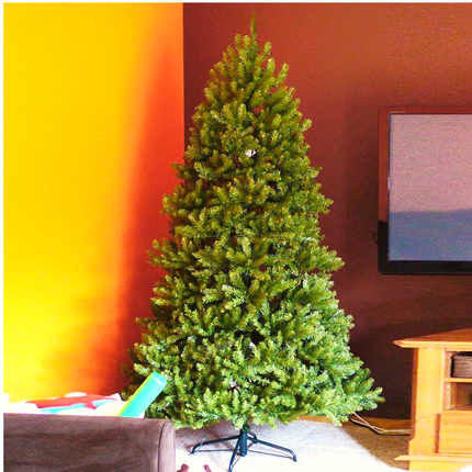 6.5'/7.5'/9' Artificial Christmas Tree with Branch Tips, Metal Stand and Hinged Branches