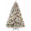 VIVATREES 6.5'/7.5'/9' Snow Flocked Prelit Christmas Tree with Pine Cones, Warm White Lights, Metal Stand and Hinged Branches