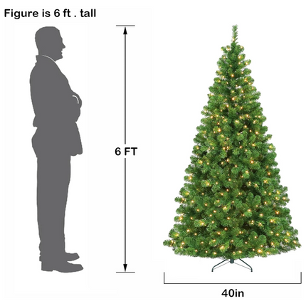 4.5'/6' Prelit Artificial Christmas Tree, PVC Branch Tips, Warm White LED Lights, Easy Assembly with Metal Stand and Hinged Branches