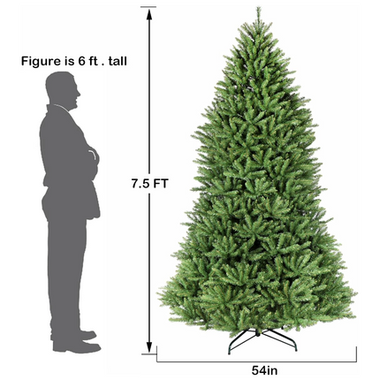 6.5'/7.5'/9' Artificial Christmas Tree with Branch Tips, Metal Stand and Hinged Branches