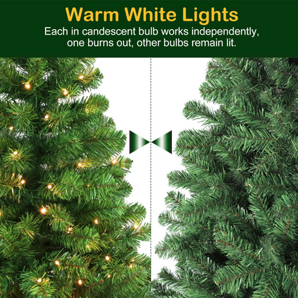 4.5'/6' Prelit Artificial Christmas Tree, PVC Branch Tips, Warm White LED Lights, Easy Assembly with Metal Stand and Hinged Branches