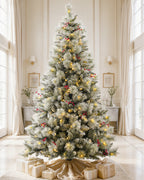7.5 ft Silverplume Pre-Lit Lightly Flocked Pine Christmas Tree with 450 Warm White Led