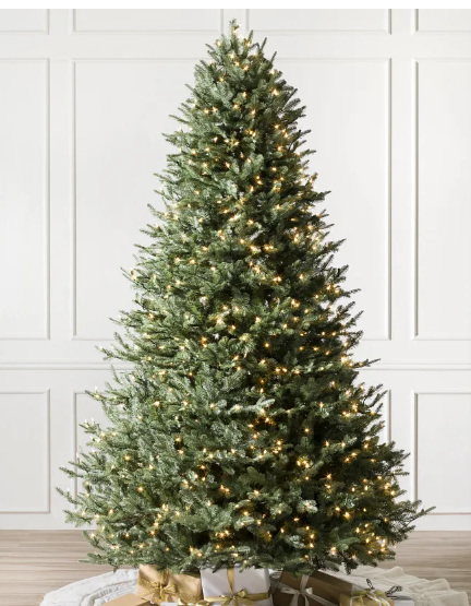Vivatrees 9FT Prelit Balsam Fir Christmas Tree with 1500 LED Lights(Warm White & Multi-color), 8627 PE&PVC Tips, 10 Modes, Easy Assembly, Metal Base, Pedal & Remote Control