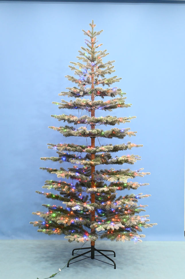 Vivatrees 9FT Prelit Flocked Sparse Christmas Tree with 1050 LED Lights(Warm White & Multi-color), 6612 PE&PVC Tips, 10 Modes, Easy Assembly, Metal Base