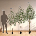 5/6/7/8FT Artificial Olive Tree Tall Faux Potted Plant with Natural Wood Trunk Lifelike Fruit Faux Tree for Home Office Decor