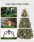 7.5' Frostberry Pine Pre-Lit Frosted Christmas Tree with Red Berries with 350 Warm White LED Lights