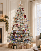 9' Keepsake Pre-Lit Layered Flocked Fir Artificial Christmas Tree with Warm White & Color LED Lights