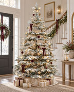 9' Keepsake Pre-Lit Layered Flocked Fir Artificial Christmas Tree with Warm White & Color LED Lights