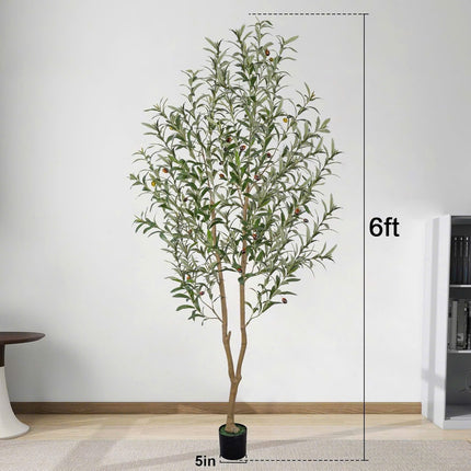 5/6/7/8FT Olive Tree Artificial Indoor, Faux Olive Tree, Realistic Fake Tree with Fruits for Home Office Decor