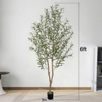 5/6/7/8FT Olive Tree Artificial Indoor, Faux Olive Tree, Realistic Fake Tree with Fruits for Home Office Decor
