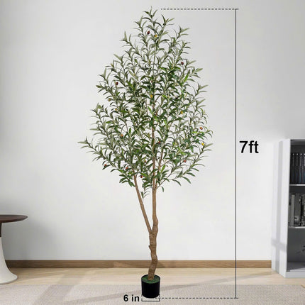 5/6/7/8FT Olive Tree Artificial Indoor, Faux Olive Tree, Realistic Fake Tree with Fruits for Home Office Decor