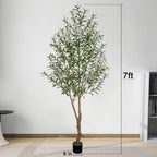 5/6/7/8FT Olive Tree Artificial Indoor, Faux Olive Tree, Realistic Fake Tree with Fruits for Home Office Decor