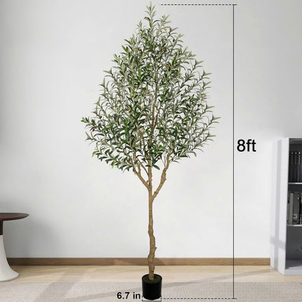5/6/7/8FT Olive Tree Artificial Indoor, Faux Olive Tree, Realistic Fake Tree with Fruits for Home Office Decor