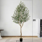 5/6/7/8FT Olive Tree Artificial Indoor, Faux Olive Tree, Realistic Fake Tree with Fruits for Home Office Decor